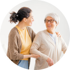 woman guiding senior woman