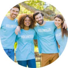 group of volunteers smiling