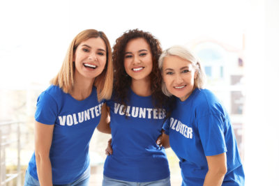 Group of cheerful young volunteers